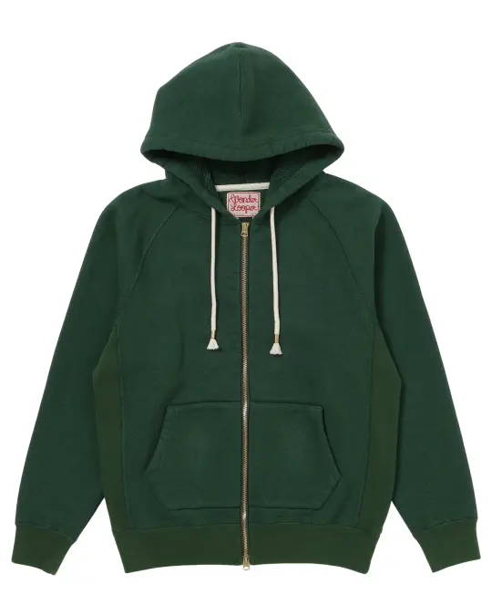 Zip Hoodie - Double Heavyweight French Terry - Racing Green