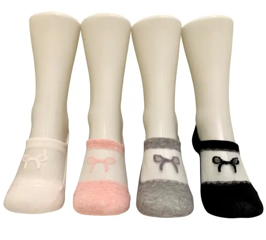 Women's cotton blend see-through & no-show socks - Ribbon (4 colors)