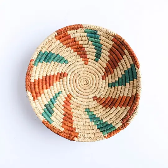 Medium Pakistani Basket with Orange and Green Swirl