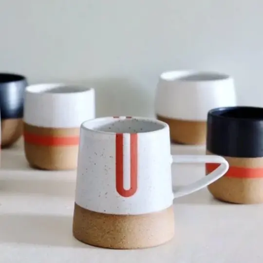 Speckled Tucker Mug with Red Detail