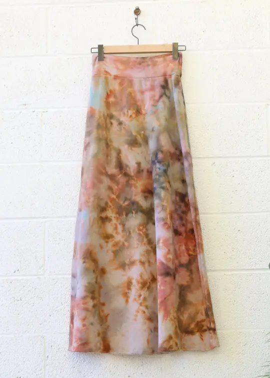 OOAK -  Long Simplicity Skirt / S / FLEECE Hemp/Organic Cotton / Ice Dye (132)