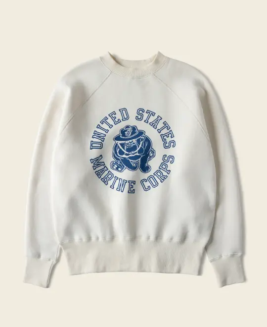 1980s Marine Devil Dog Raglan Sweatshirt - White