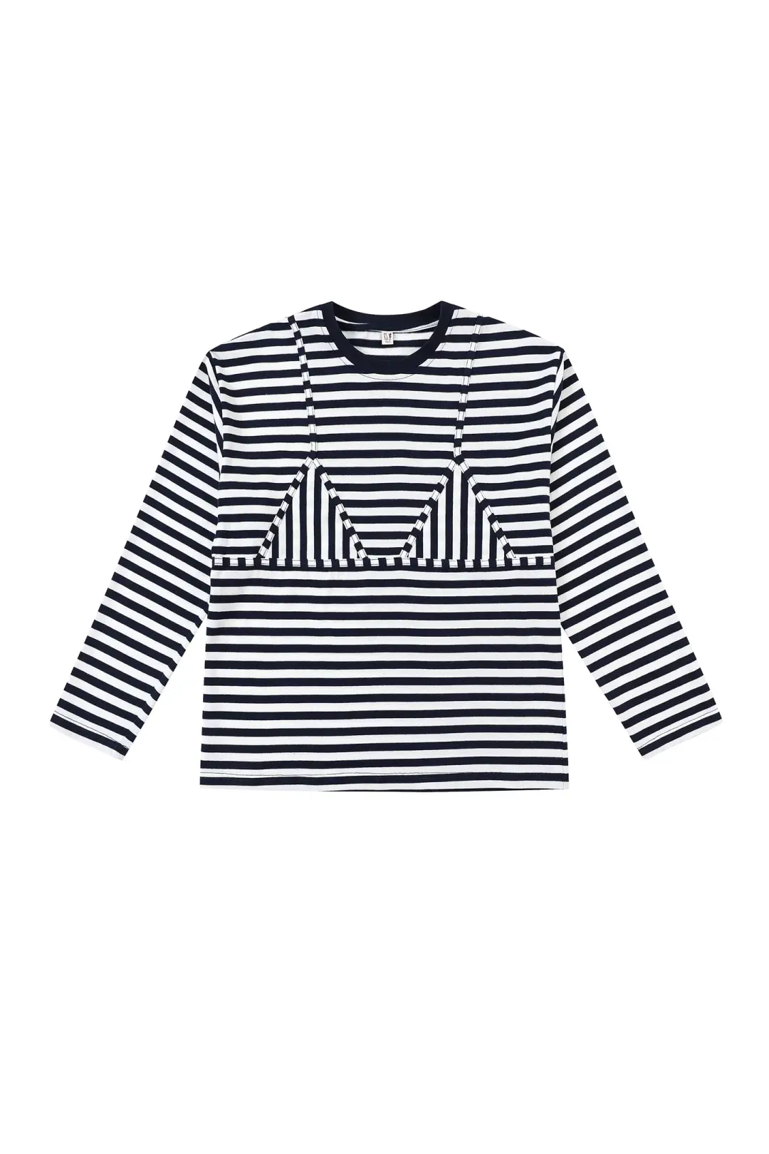 Bikini Bod Cotton Stripe Long Sleeve Tee Navy/White