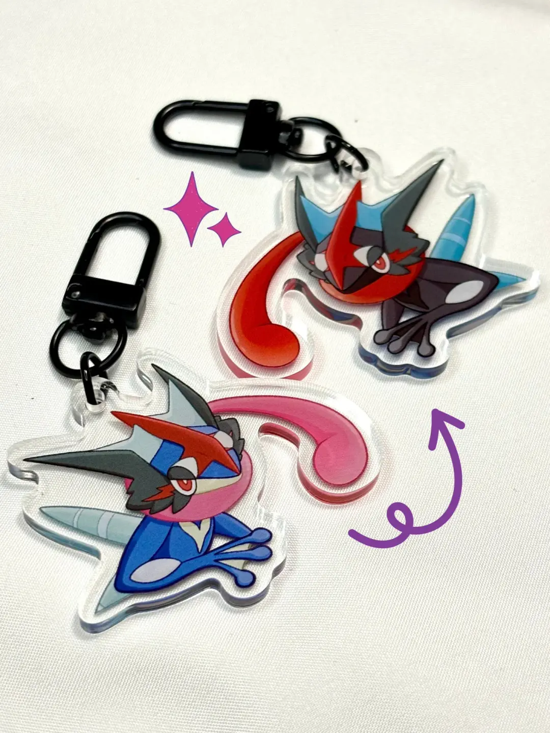 Double-sided Shiny Ash Starter Fanart Acrylic Keychain