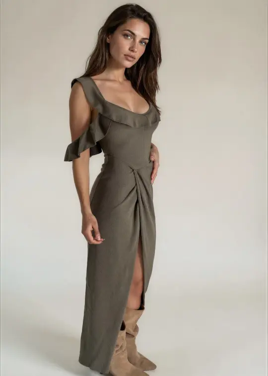 Rissa Dress in Dark Oregano