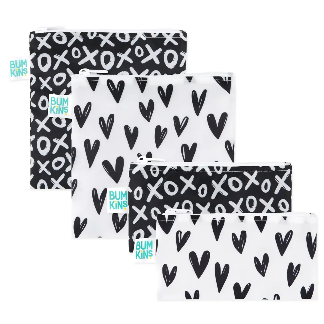 Reusable Snack Bag 4 Pack: Hearts + XOXO
