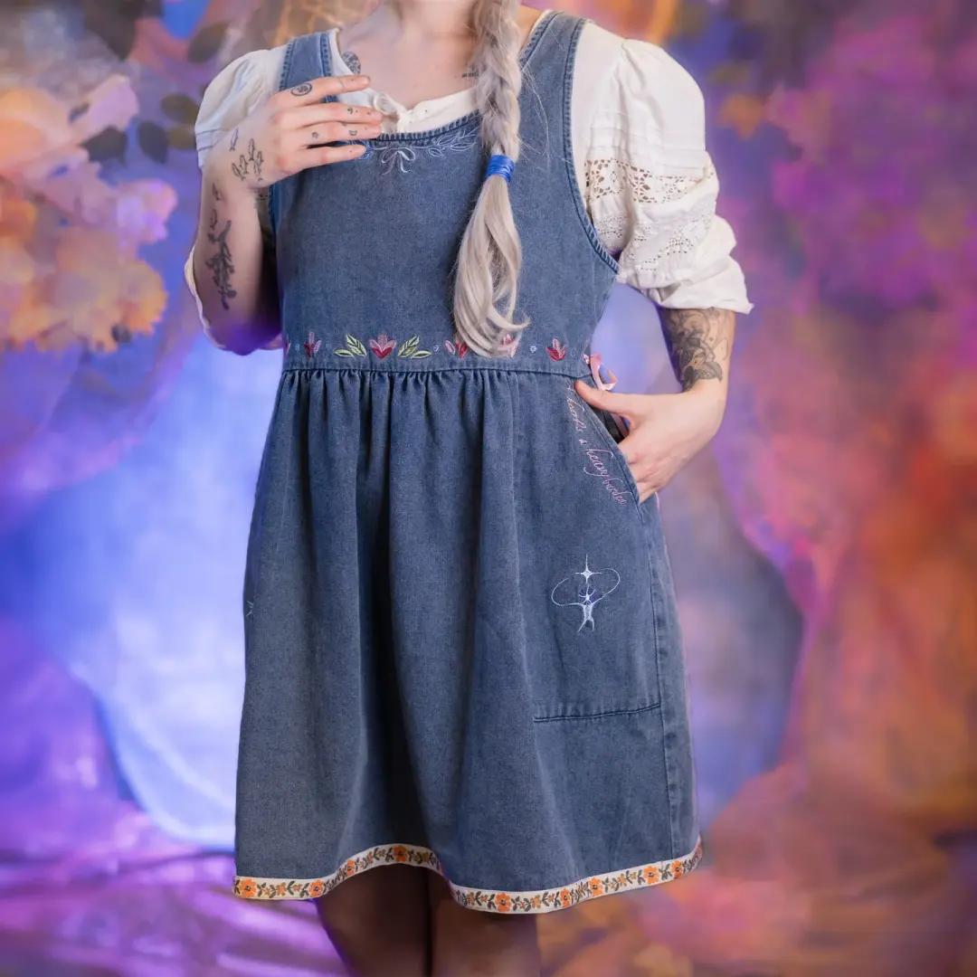 Sweetheart Pinafore Denim Dress