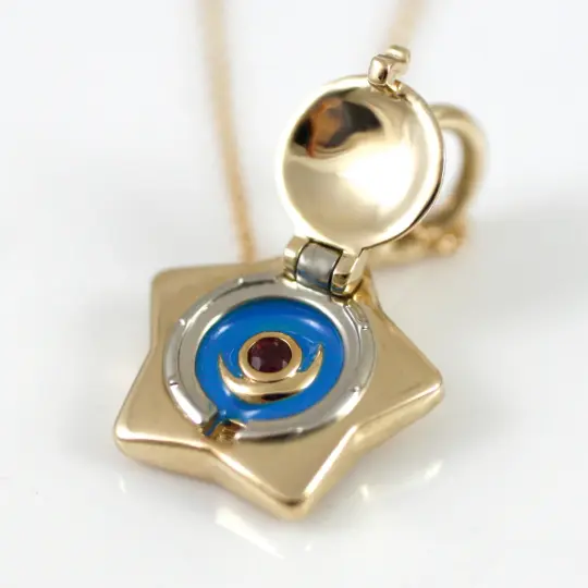 Tiny Moon Star Locket 10k or 14k gold