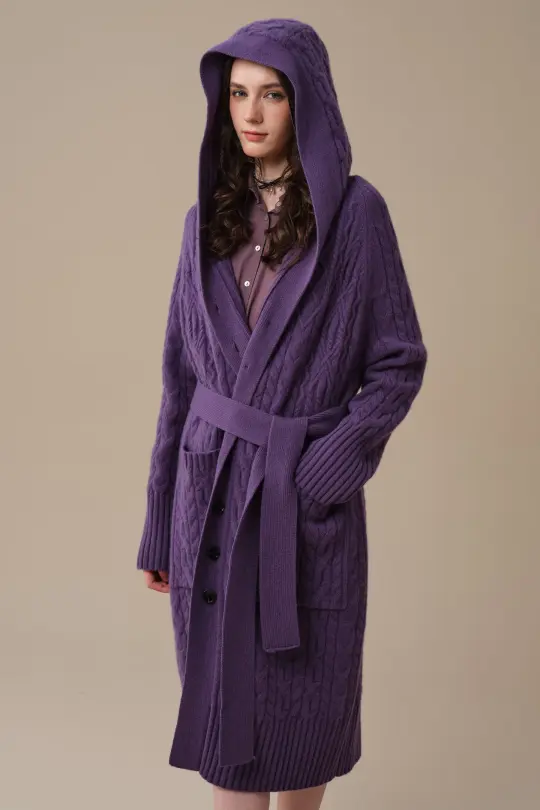 Hudson 15 | 100% wool hooded cardigan coat