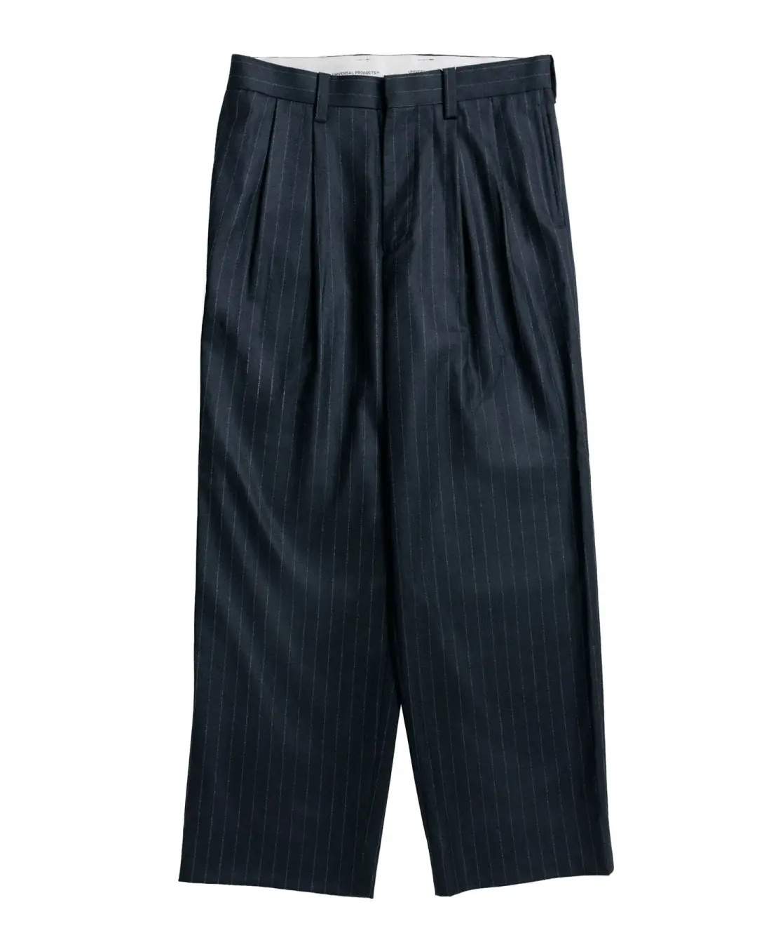 Universal Products Wool 2 Tuck Trousers Navy Stripe