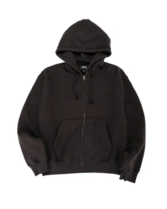 Stüssy Cursive Applique Zip Hoodie Black