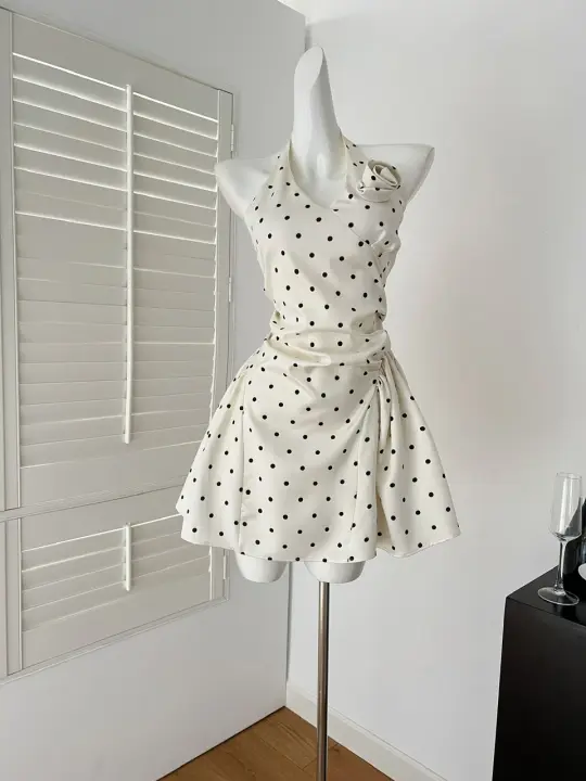 Sweet style niche design polka dot dress R2178