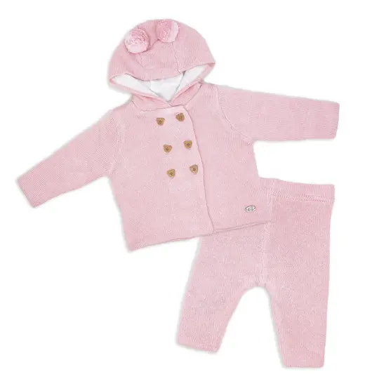 Rock A Bye Baby Boutique Rock-a-Bye Baby Boutique Baby Girls 2 Piece Pink Jacket and Trouser Knitted Set, 3-6M
