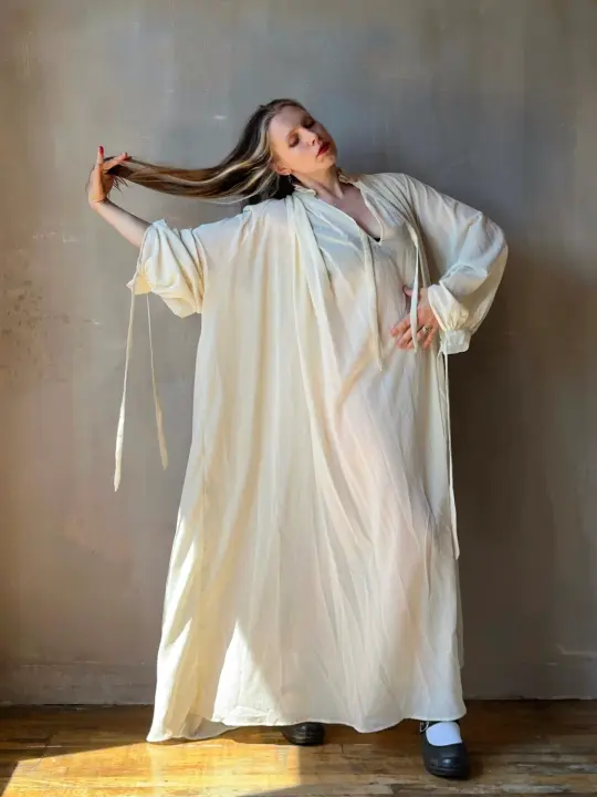 Ultra Maxi Baudelaire Chemise in Parchment Cotton Gauze (Pre-Order)