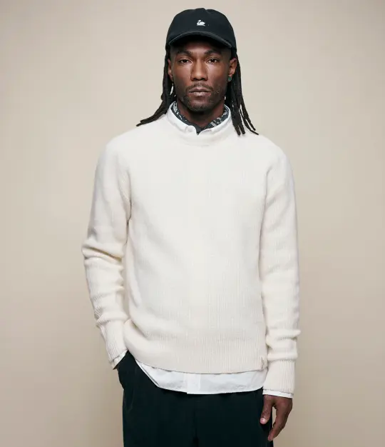 Sturdy Ribbed Merino Wool-Cashmere Raglan Sweater