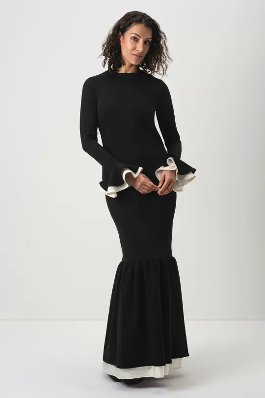 Long Sleeve Maxi Dress in Black | Quiet Elegance