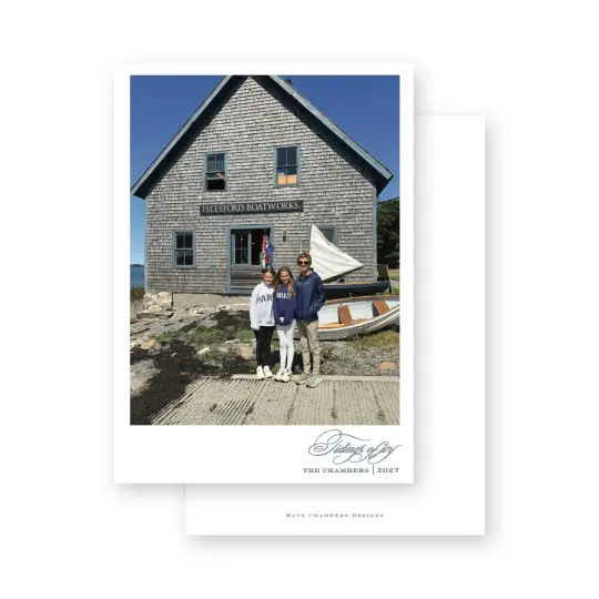 Simple modern blue "Tidings of joy " Holiday Card