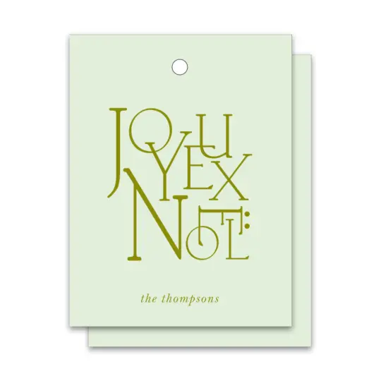 Engraved Printed Holiday Tag "Joyeux Noel", Set of 50