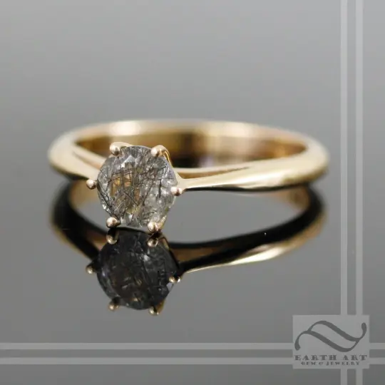 Round Natural "Salt & Pepper" Engagement ring