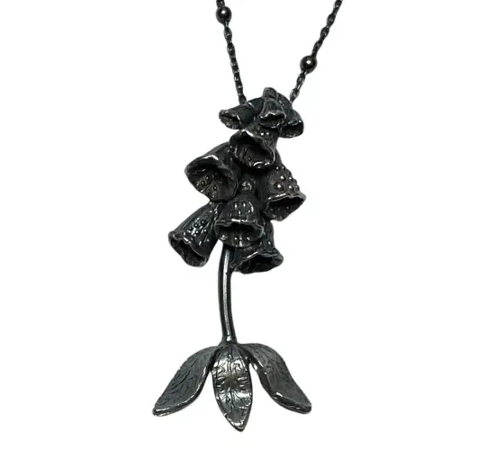 Mini Foxglove Charm Pendant Sterling Silver