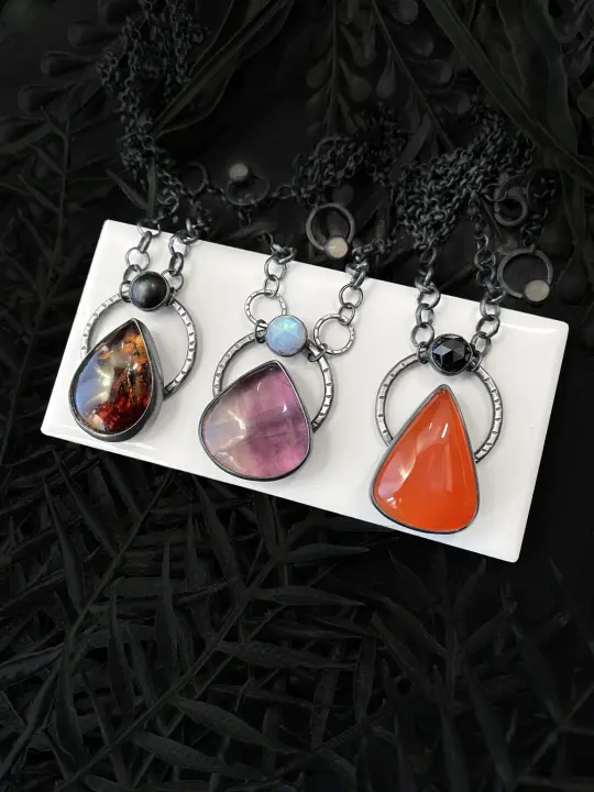 Large Autumn Orbit Necklaces, Set #1 - 1 Left