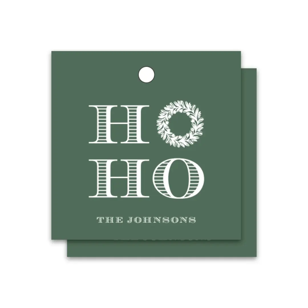 Engraved Holiday Tag "HO HO", Set of 50