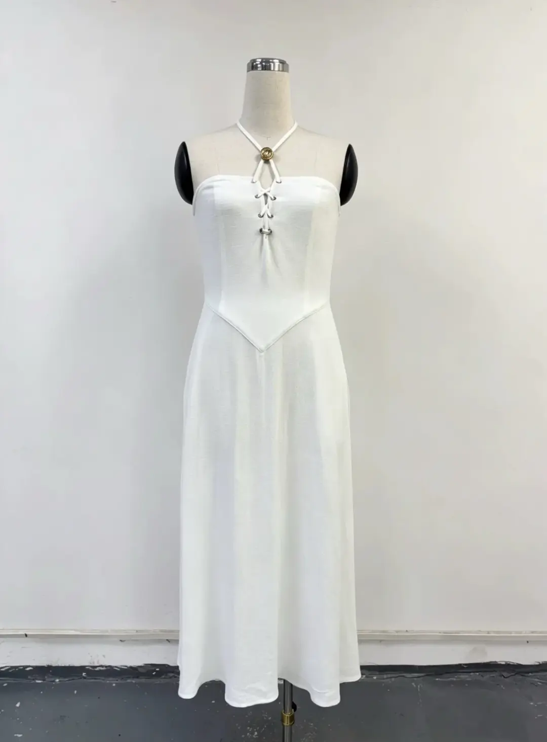 SAMPLE #444 - S Ursula's Wedding Dress Soft Linen Maxi Dres - White Linen