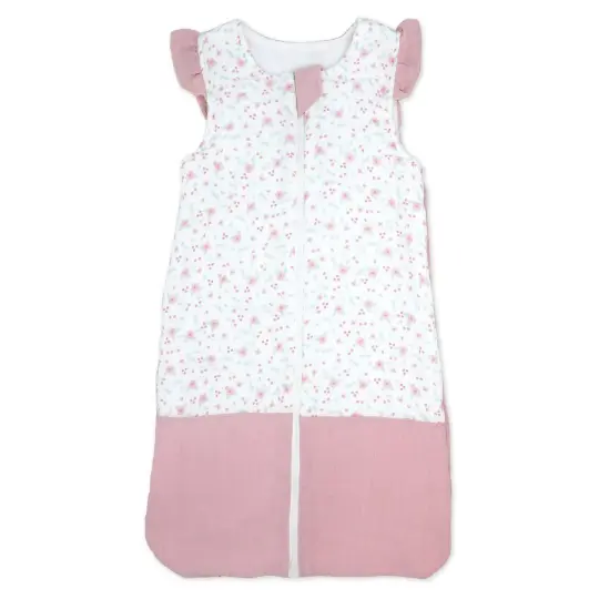 Muslin Sleep Sack Pink Floral, 0-6M