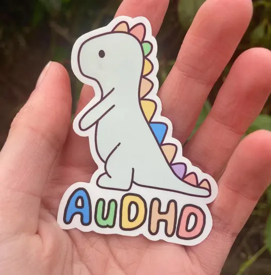 Colourful AuDHD dinosaur sticker | Autism + ADHD