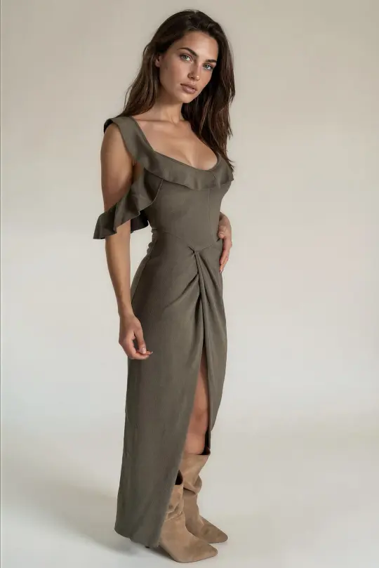 Rissa Dress in Dark Oregano