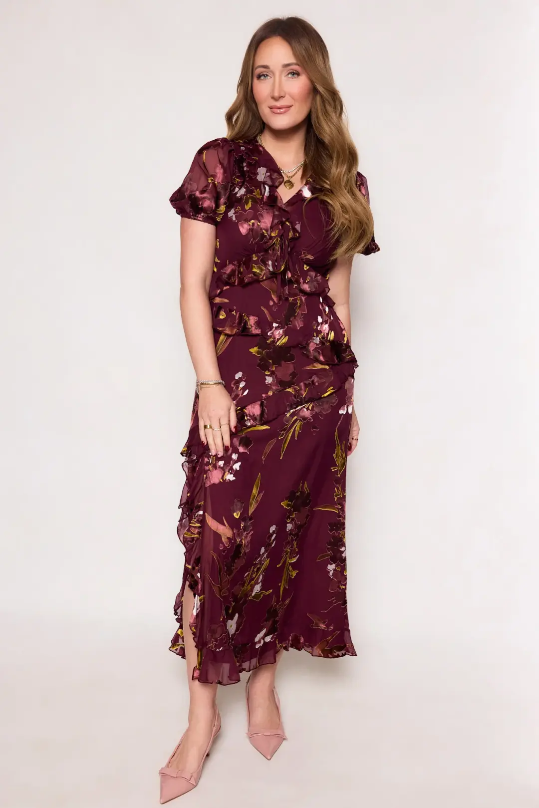 Zamora Dress in Burgundy Floral