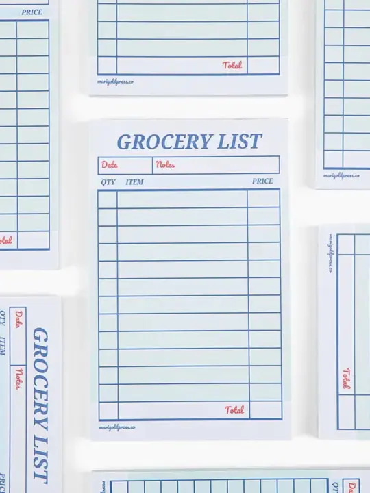 Guest Check Grocery List Notepad