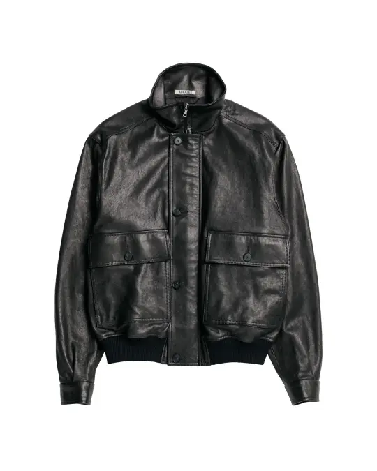 Auralee Textured Lamb Leather Blouson Black