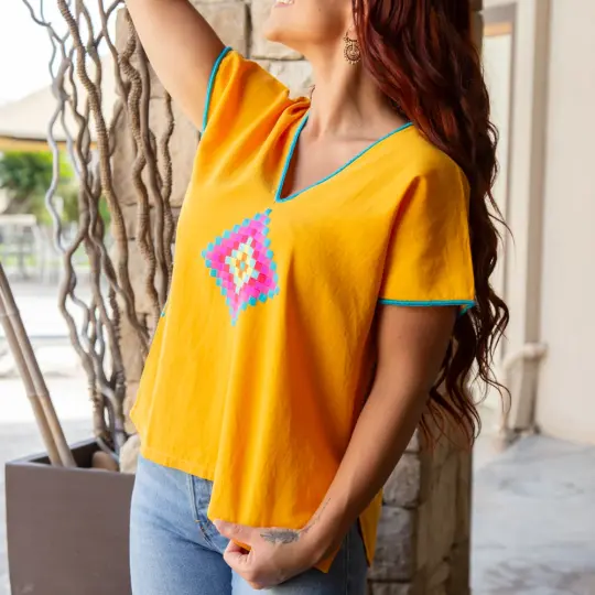Ch'ol Modern V-Neck Huipil Blouse