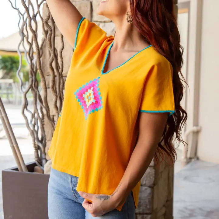 Ch'ol Modern V-Neck Huipil Blouse