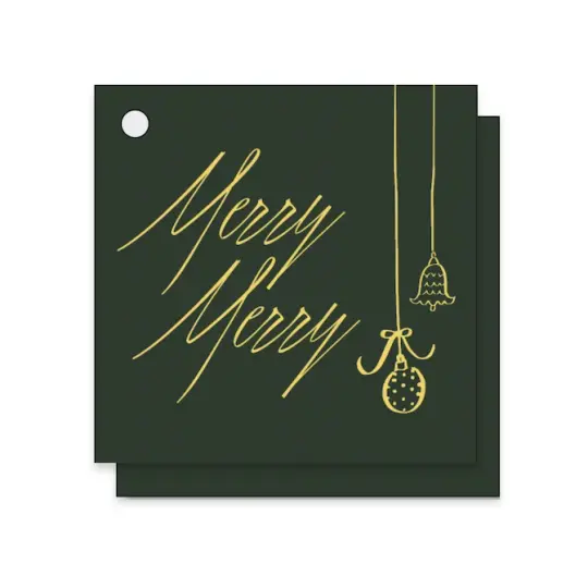 Engraved Printed Holiday Tag "Merry Merry" Set of 50