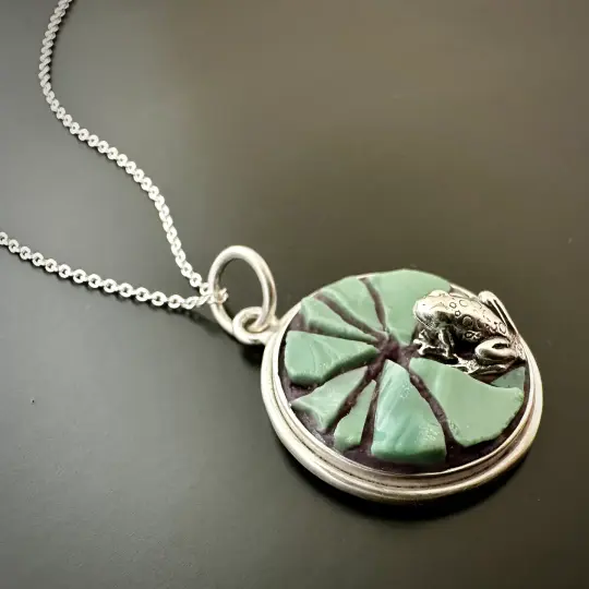 Lily Pad with Frog Pendant