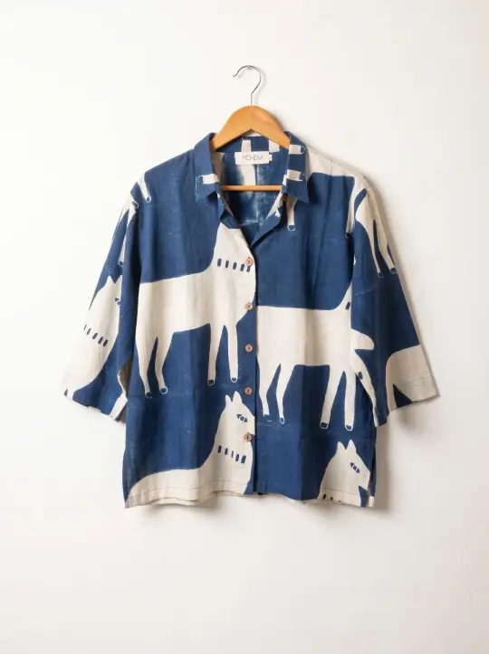 Casa Top in Blockprinted Horse