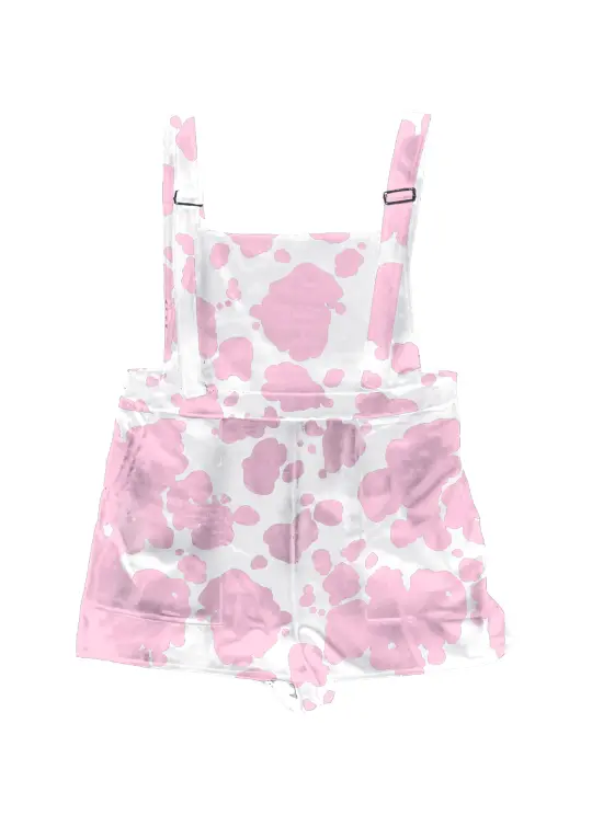 3XL Pink Cow Print Overall Shorts