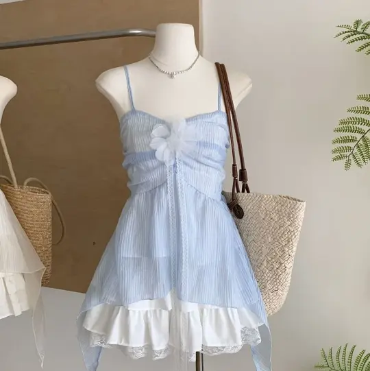 Gentle Tiered Women's Homecoming Dress Pale Blue Corset Short Prom Dress Party Dress RS2680