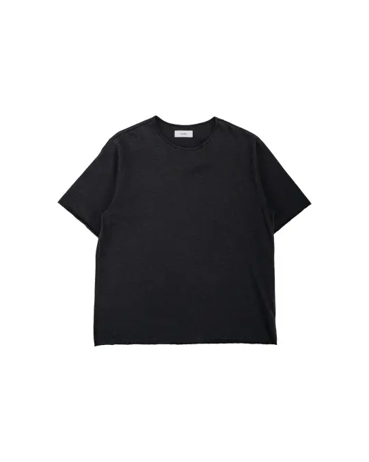 marka Narrow Piping Tee 40/2 Organic Cotton Knit Heather Black
