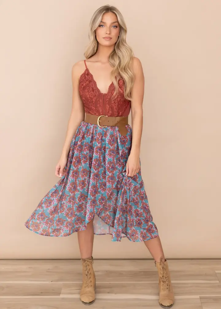 Cady Dress in Teal Floral