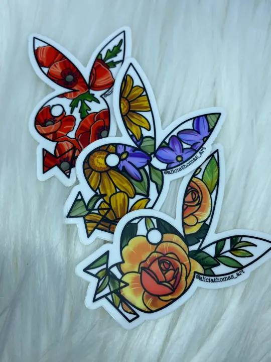 PLAYBOY BUNNY floral stickers (4 options)