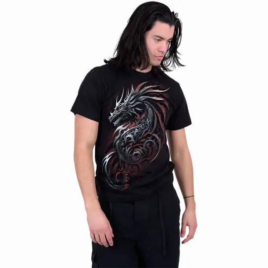 Dragon Shards T-Shirt Black - Fantasy Dragon Tee - Gothic Graphic Shirt