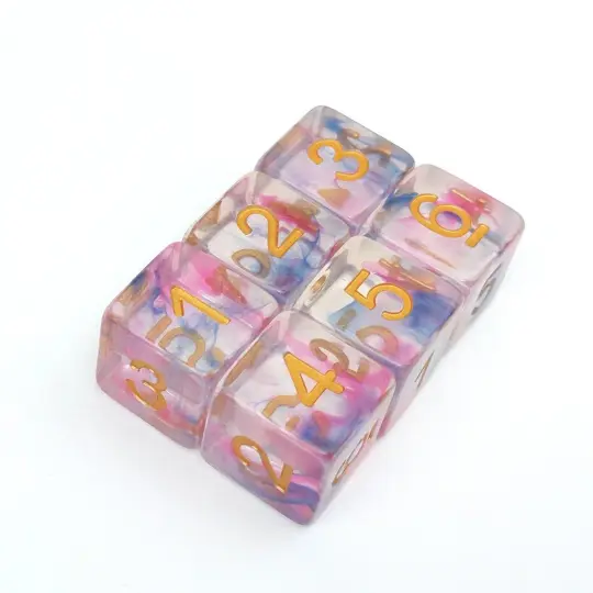Morning Glory D6 Set – 6-Piece Floral Six-Sided Dice