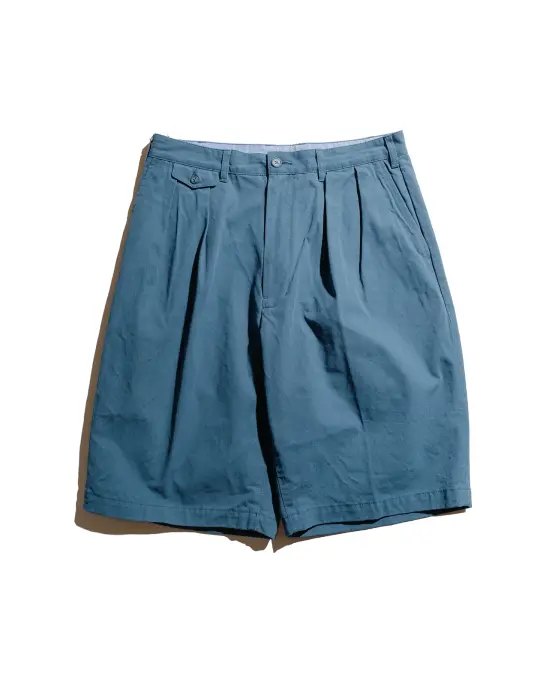 Beams Plus 2Pleats Shorts Twill Bio Washed Sax