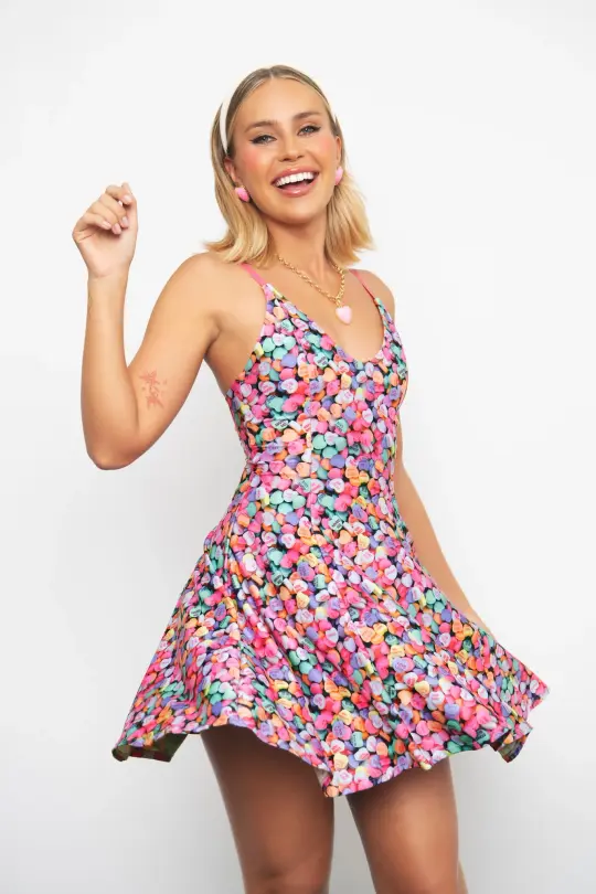 Candy Hearts Mini Strappy Dress