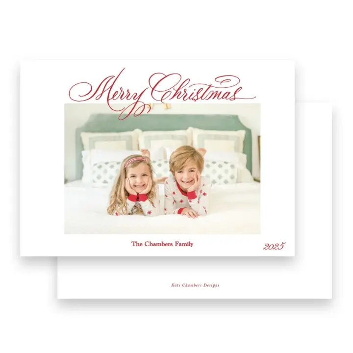 Red & White  "Merry Christmas " Holiday Card