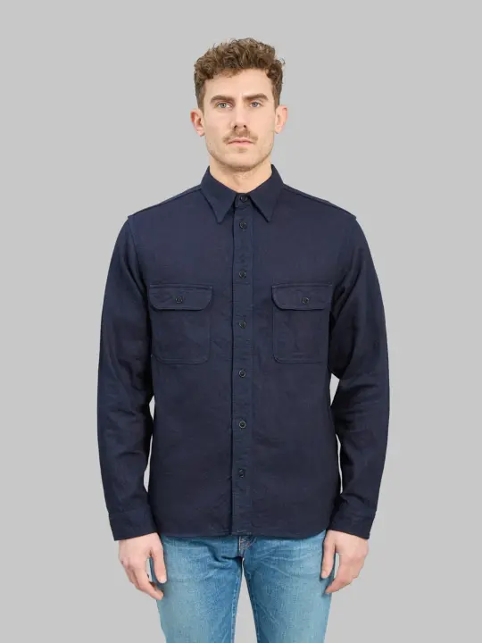 Samurai Jeans SSS25-01W Indigo Snake Jacquard Shirt