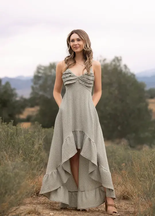 Rumi Dress in Moss Green